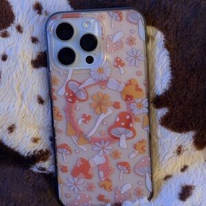 Mushroom Pattern Phone Case - Orange and White